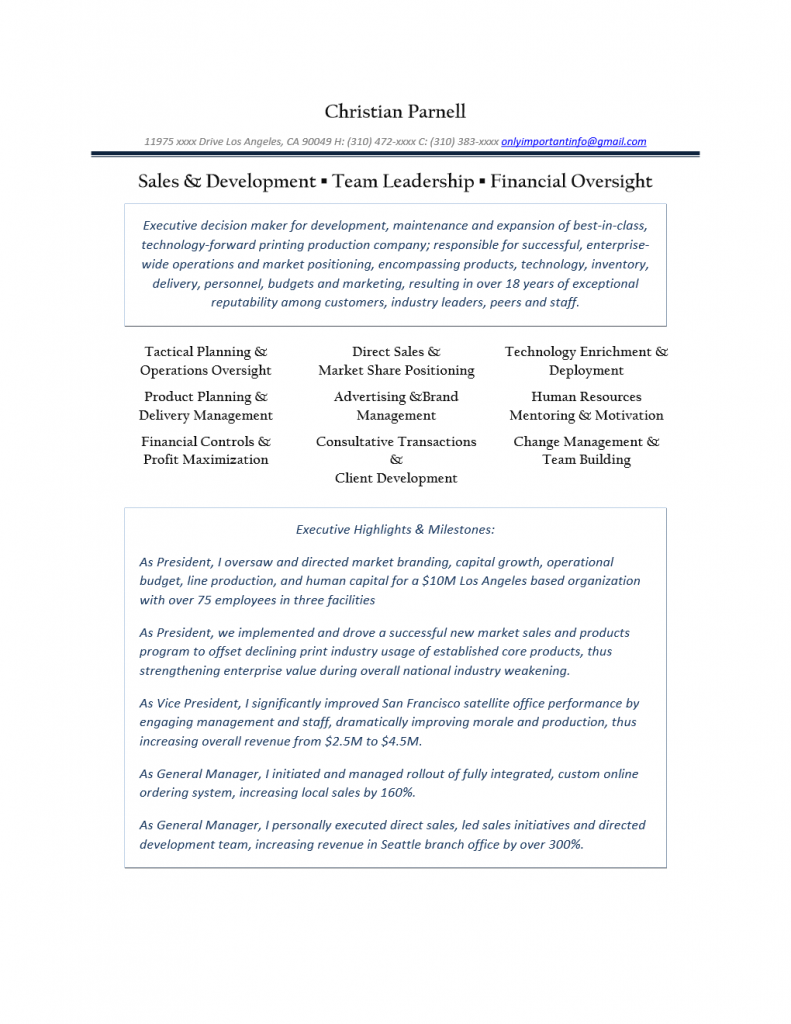 President & Sales Executive
